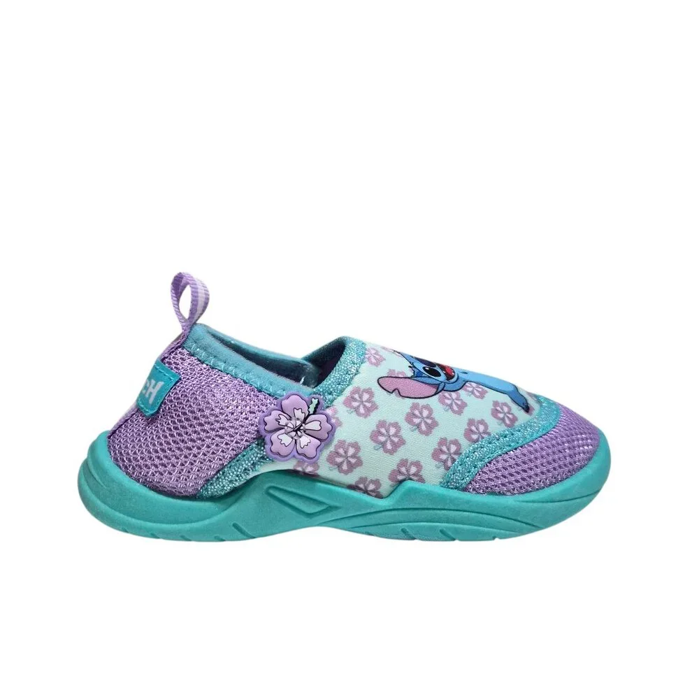Disney Stitch Toddler Girls Water Shoes Mesh Slip On Size 7/8, 9/10 Rubber Sole